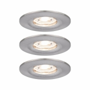 LED Einbauleuchte Nova mini Coin 3er-Set starr IP44 4W 2700K Eisen gebürstet 230V