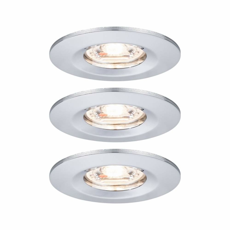 Paulmann LED Einbauleuchte Nova mini Coin 3er-Set starr IP44 4W 2700K Chrom 230V