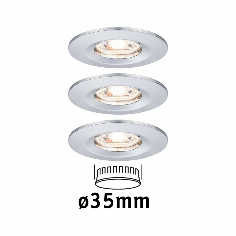 LED Einbauleuchte Nova mini starr IP44 3x4W 2.700K Chrom 230V