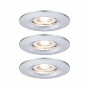 LED Einbauleuchte Nova mini Coin 3er-Set starr IP44 4W 2700K Chrom 230V