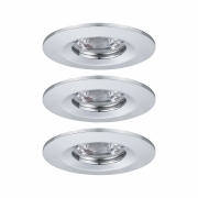 LED Einbauleuchte Nova mini Coin 3er-Set starr IP44 4W 2700K Chrom 230V