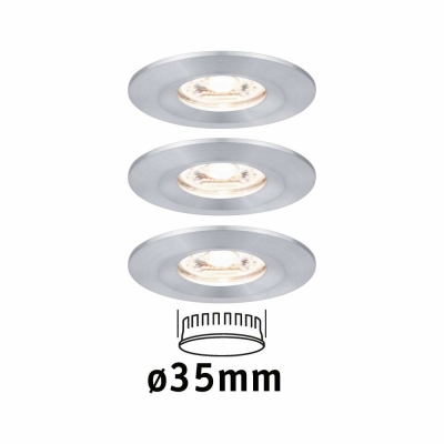 Paulmann LED Einbauleuchte Nova mini Coin 3er-Set starr IP44 4W 2700K Alu gedreht 230V