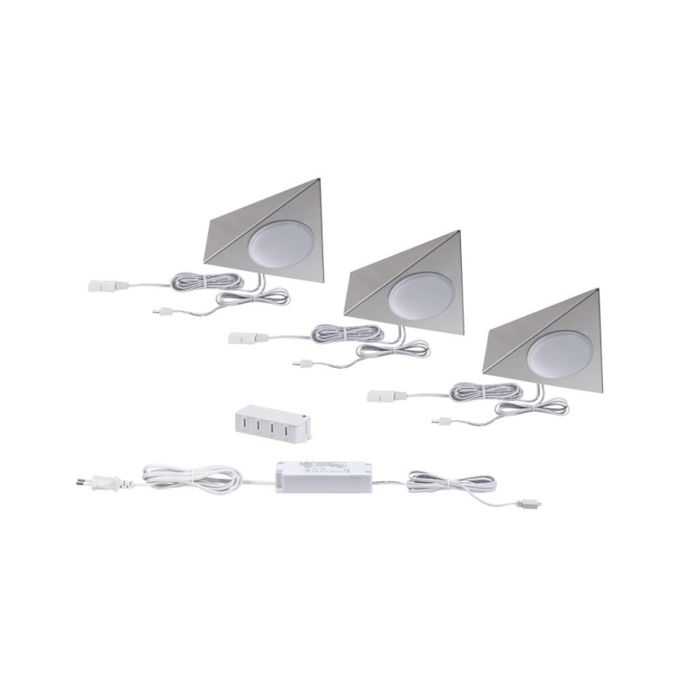 Paulmann Möbelleuchten Clever Connect Starter Set Trigo Nickel gebürstet 12V 3x2,1W TunableWhite 2.700K