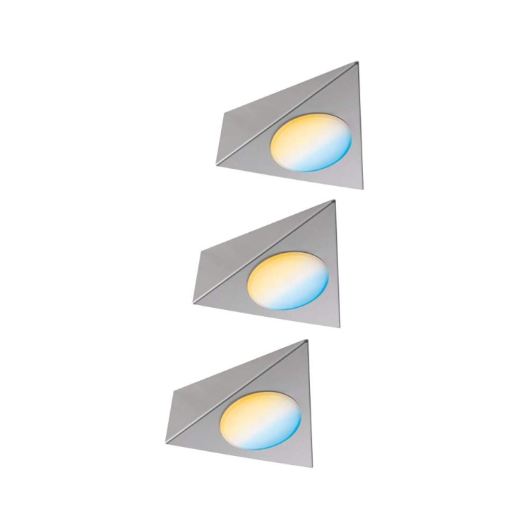 Paulmann Möbelleuchten Clever Connect Starter Set Trigo Nickel gebürstet 12V 3x2,1W TunableWhite 2.700K