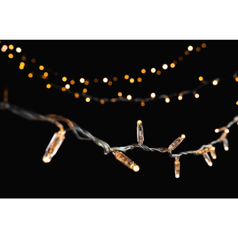 MK-Illumination String Lite QF+, 105 LEDww, 15 flash LEDwh 12m, transparentes PVC Kabel, 36V, 4,3W