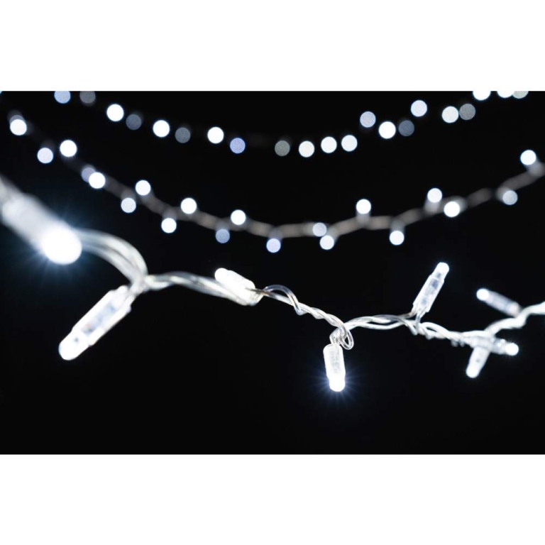 MK-Illumination String Lite®QF+, 105 LEDwh, 15 flash LEDwh 12m, transparentes PVC Kabel, 36V, 4,3W