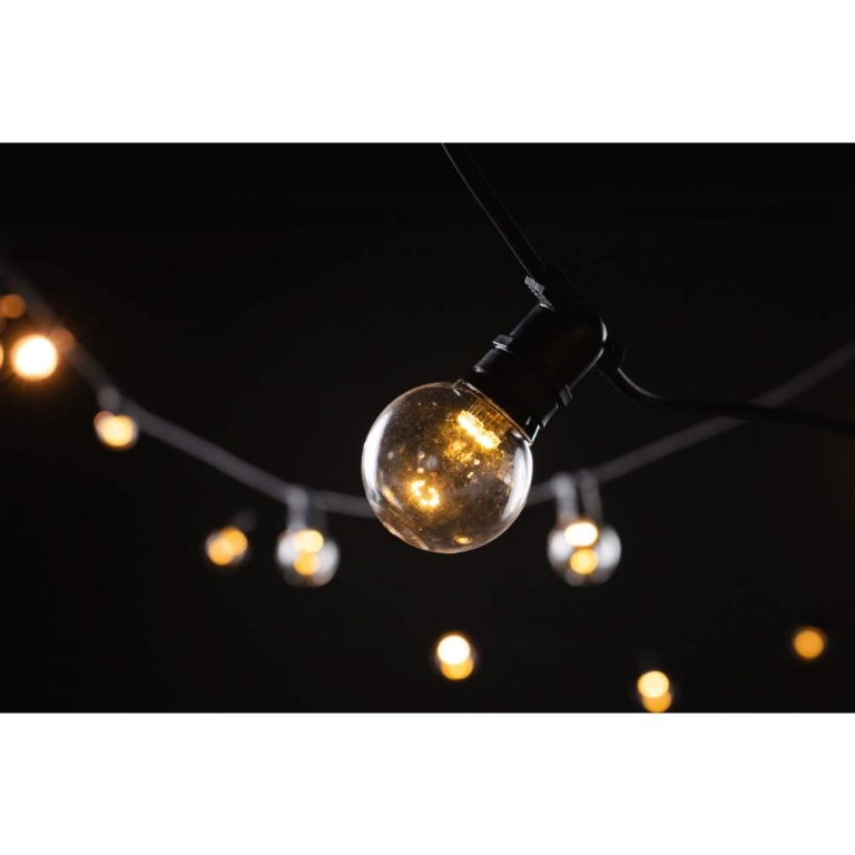 MK-Illumination StringLite®QF+, 20 E27 Fassungen, 10m, 2*5m ohne Leuchtmittel, schwarzes Kabel, 220-240V