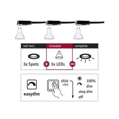 Paulmann Einbauleuchte Choose LED-Modul GU10 3er Set 5,5W 2700K EasyDim 230V