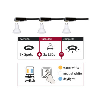 Paulmann LED Reflektor 3x GU10 Choose White Switch 5,9W 470lm 230V weiß