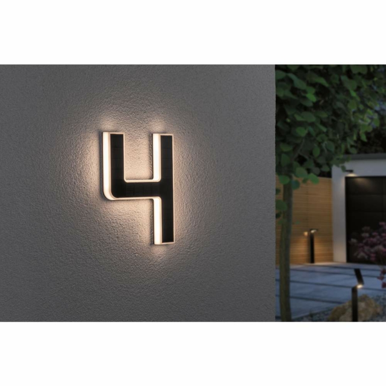 Paulmann Outdoor Solar Hausnummer 4 IP44 3.000K 0,2W Akku wechselbar