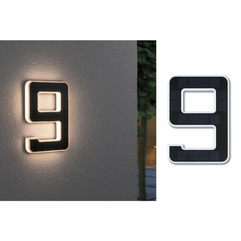 Paulmann Outdoor Solar Hausnummer 9 IP44 3.000K 0,2W Akku wechselbar