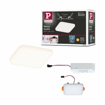 Paulmann LED Einbaupanel Veluna VariFit IP44 eckig 75x75mm 4,5W 3.000K Satin