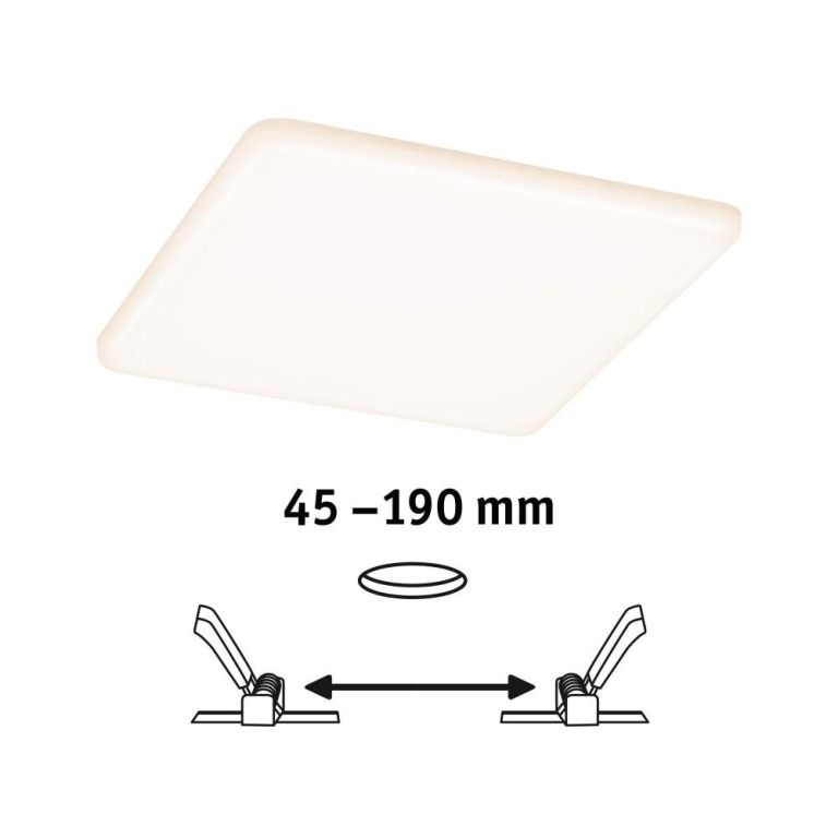 Paulmann LED Einbaupanel Veluna VariFit IP44 eckig 185x185mm 17W 3.000K Satin