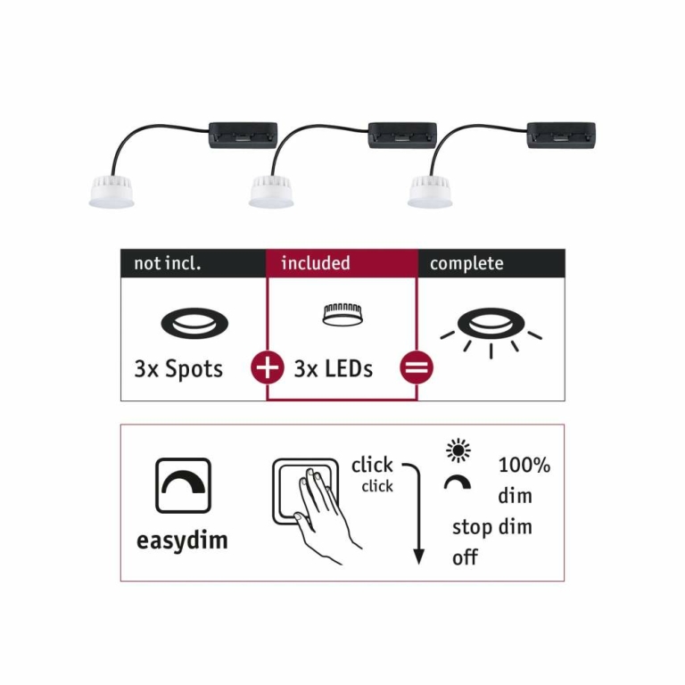 Paulmann 92477 Einbauleuchte Choose LED-Modul Coin EasyDim 3x65W 2.700 |  Lampen1a