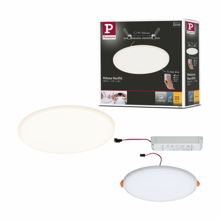 Einbaupanel Lampen1a 3-Stufen-dimmbar rund 93063 17W Veluna VariFit Paulmann | LED 185 IP44