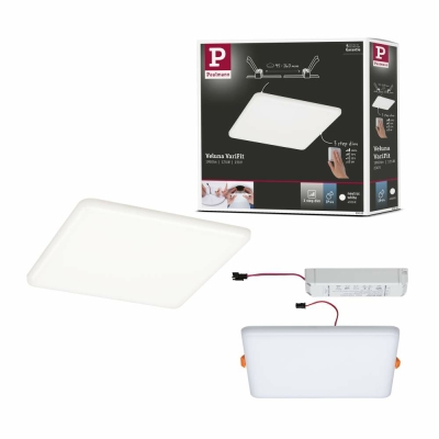 Paulmann LED Einbaupanel Veluna VariFit IP44 3-Stufen-dimmbar eckig 185x185mm 17,5W 4.000K Satin