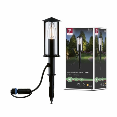 Paulmann Plug & Shine LED Pollerleuchte Classic Mini 22cm IP44 Anthrazit Einzelleuchte