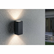 House Außenwandleuchte Flame 2x2,8W IP44 3.000K Anthrazit 230V