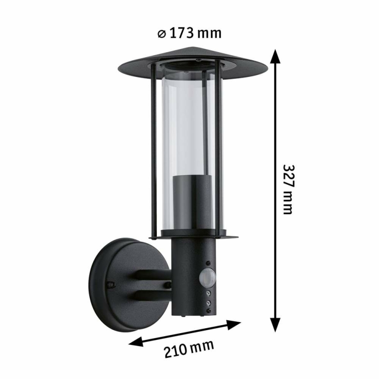 Paulmann Outdoor Wandleuchte Classic Dunkelgrau mit Bewegungsmelder IP44 E27 max. 15W