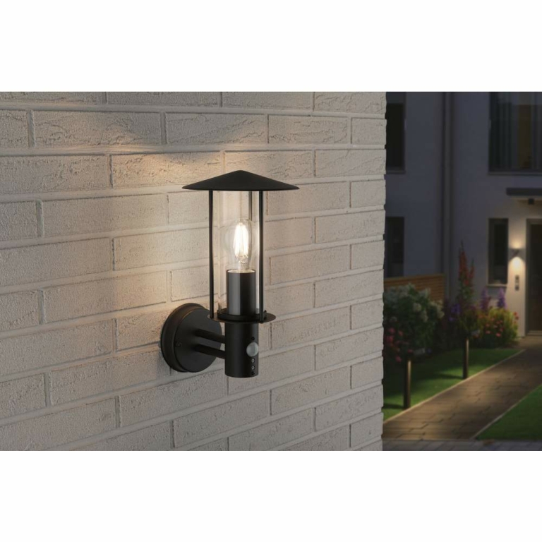 Paulmann Outdoor Wandleuchte Classic Dunkelgrau mit Bewegungsmelder IP44 E27 max. 15W