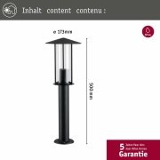 Outdoor Pollerleuchte Classic Dunkelgrau IP44 E27 ohne Leuchtmittel