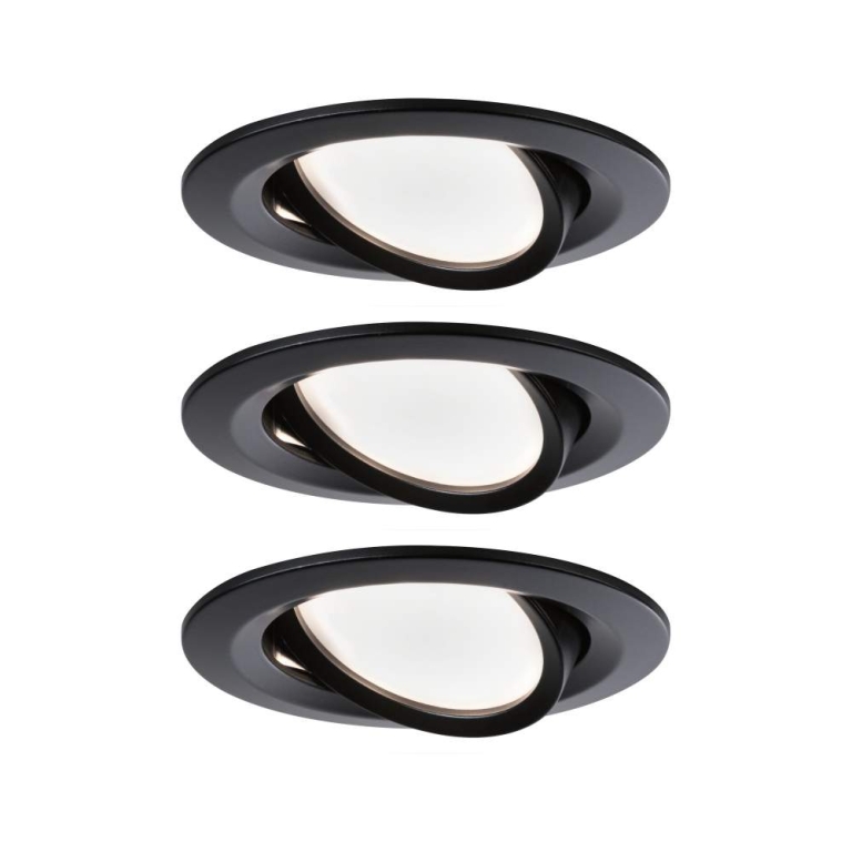 Paulmann LED Einbauleuchte Nova rund 3x6,5W Schwarz/Matt schwenkbar 3-Stufen-dimmbar Warmweiß