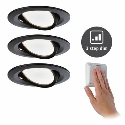 Paulmann LED Einbauleuchte Nova rund 3x6,5W Schwarz/Matt schwenkbar 3-Stufen-dimmbar Warmweiß