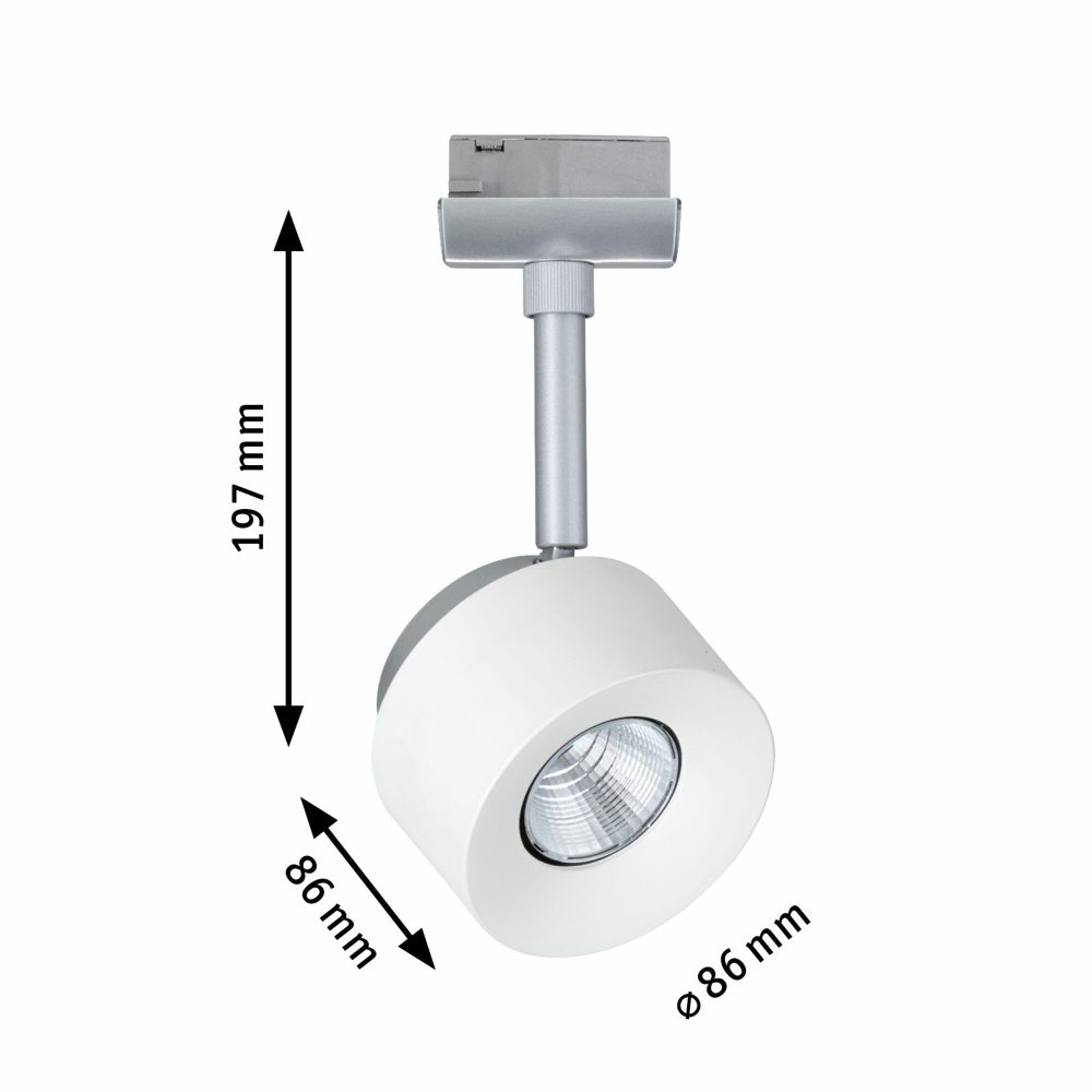 Paulmann 95373 URail LED Spot Pane 74W 400lm 2700K dimmbar chrom matt weiß  | Lampen1a