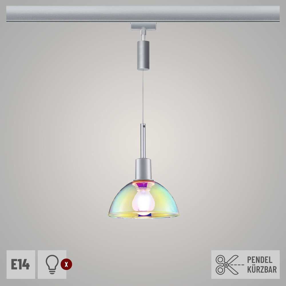 Paulmann 96975 URail Pendel Sarrasani Chrom matt mit Dichroic Glasschirm E14  230V | Lampen1a