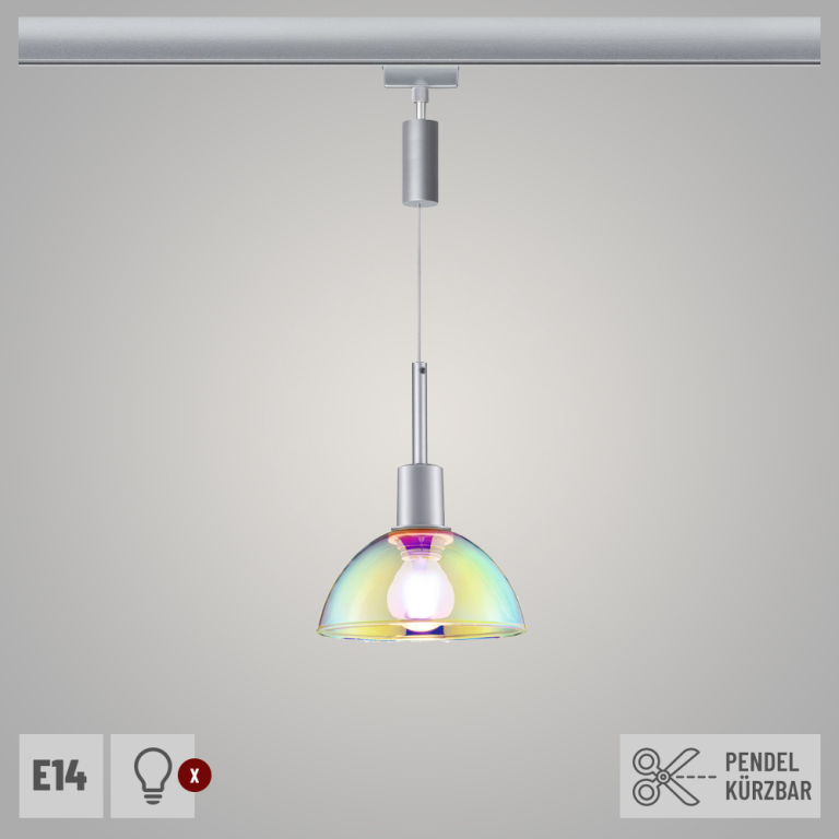 Paulmann URail Pendel Sarrasani Chrom matt mit Dichroic Glasschirm E14 230V Pendelhöhe einstellbar