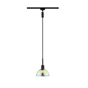 URail Pendel Sarrasani Schwarz matt mit Dichroic Glasschirm E14 230V Pendelhöhe einstellbar