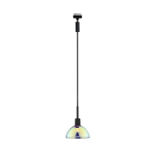 URail Pendel Sarrasani Schwarz matt mit Dichroic Glasschirm E14 230V Pendelhöhe einstellbar