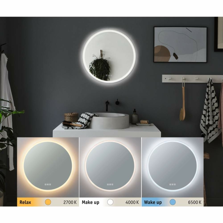 Paulmann HomeSpa LED Leuchtspiegel Mirra rund IP44 Spiegel/Weiß 21W WhiteSwitch