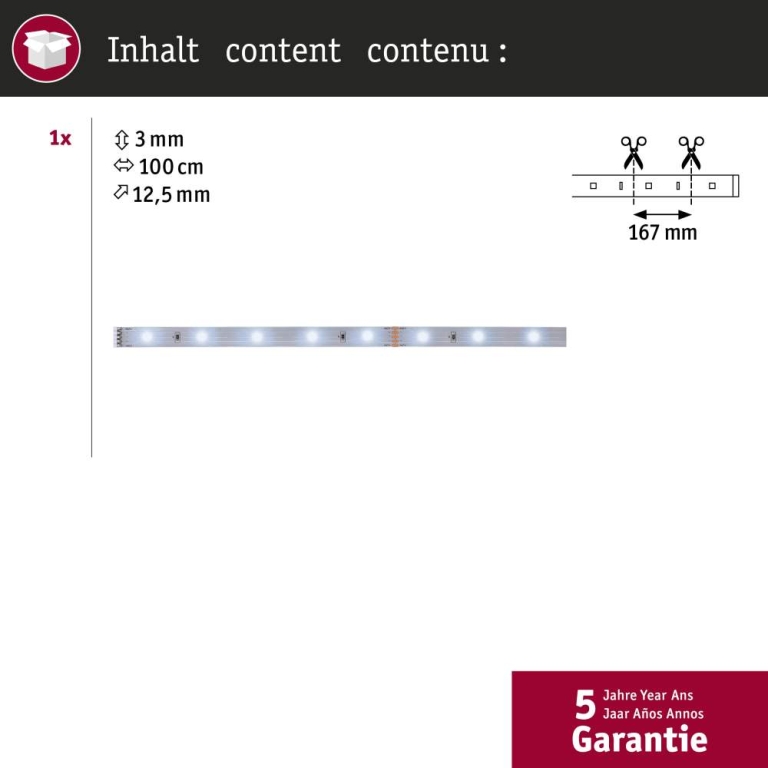 Paulmann MaxLED 250 Strip unbeschichtet 1m Tageslichtweiß