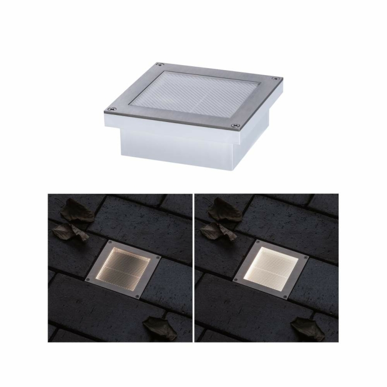 Paulmann LED Bodeneinbauleuchte Brick 10x10cm mit Bewegungsmelder & Dämmerungssensor aluminium grau rostfrei IP67 3000K 230V