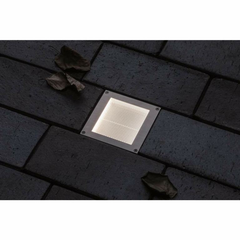 Paulmann LED Bodeneinbauleuchte Brick 10x10cm mit Bewegungsmelder & Dämmerungssensor aluminium grau rostfrei IP67 3000K 230V