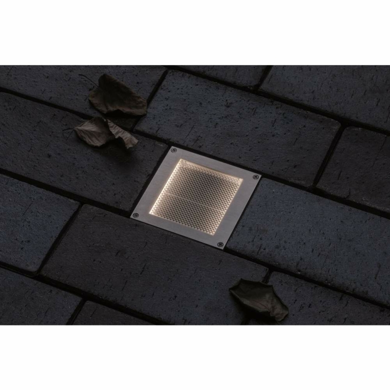 Paulmann LED Bodeneinbauleuchte Brick 10x10cm mit Bewegungsmelder & Dämmerungssensor aluminium grau rostfrei IP67 3000K 230V