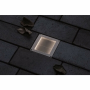 LED Bodeneinbauleuchte Brick 10x10cm mit Bewegungsmelder & Dämmerungssensor aluminium grau rostfrei IP67 3000K 230V