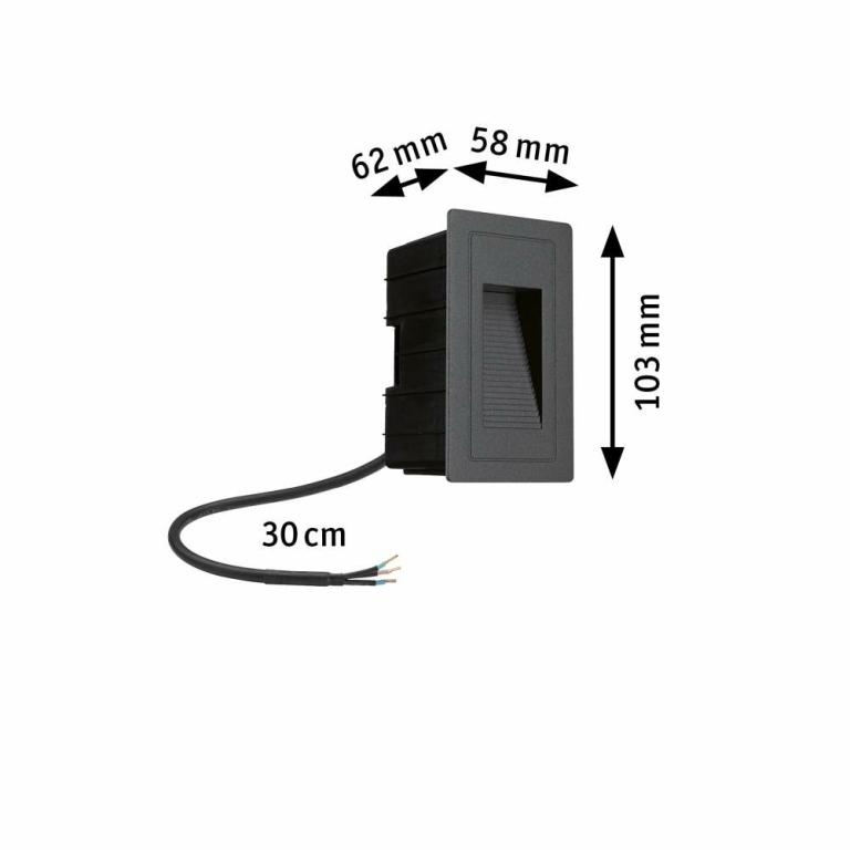 Paulmann Outdoor Wandeinbauleuchte High LED Schwarz IP44 4W 230V Warmweiß 105x60mm