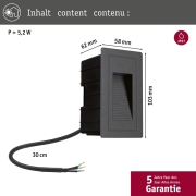 Outdoor Wandeinbauleuchte High LED Schwarz IP44 4W 230V Warmweiß 105x60mm