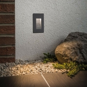 Outdoor Wandeinbauleuchte High LED Schwarz IP44 4W 230V Warmweiß 105x60mm