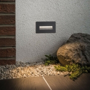 Outdoor Wandeinbauleuchte Long LED Schwarz IP44 4W 230V Warmweiß