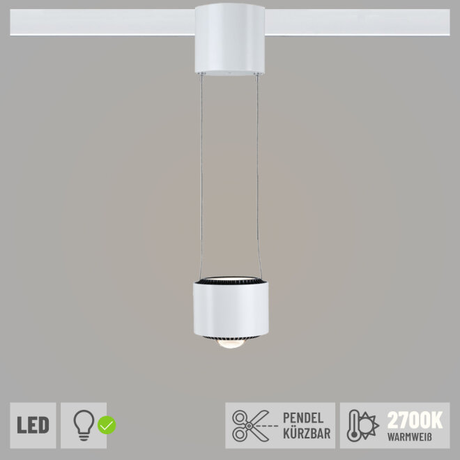 Paulmann URail LED Pendelleuchte Aldan Weiß 8,5W 2700K dimmbar (LED fest verbaut)