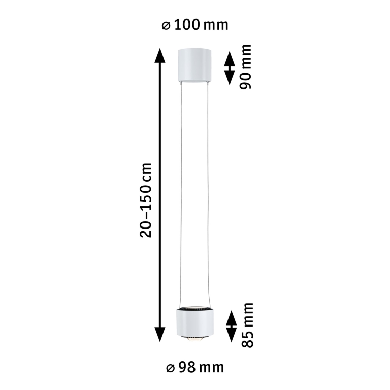 Paulmann URail LED Pendelleuchte Aldan Weiß 8,5W 2700K dimmbar (LED fest verbaut)