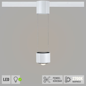 URail LED Pendel Aldan 1-flammig 1x8,5W Weiß/Schwarz dimmbar