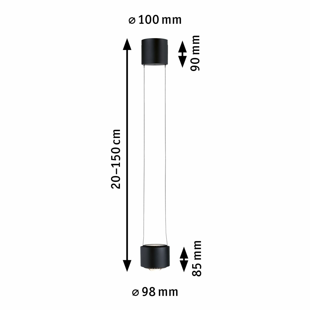 Paulmann 94972 URail LED Pendelleuchte Aldan Schwarz matt 85W 2700K dimmbar  (LED | Lampen1a