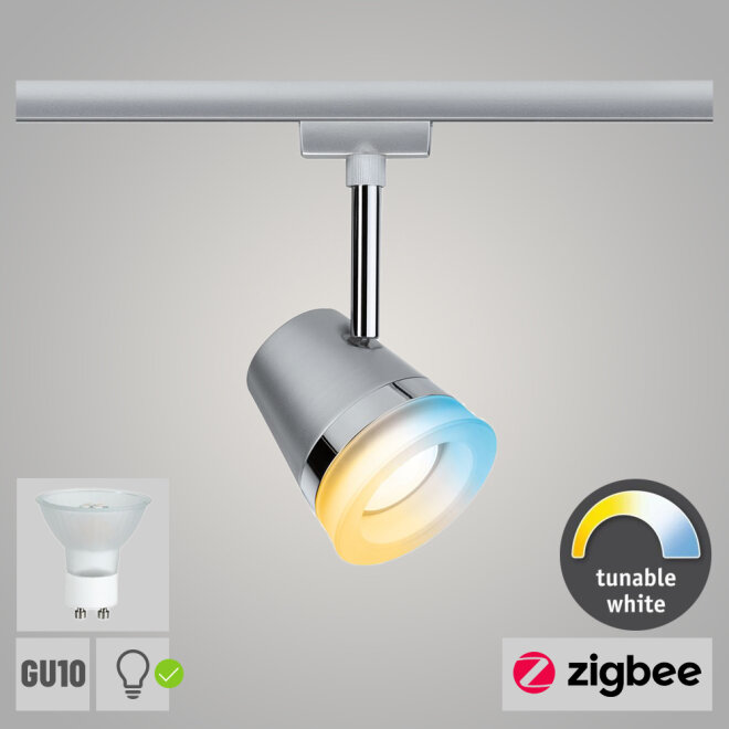 Paulmann URail ZigBee Spot Cone GU10 max. 10W chrom matt (inkl. Leuchtmittel 1x 5W Tunable White dimmbar)