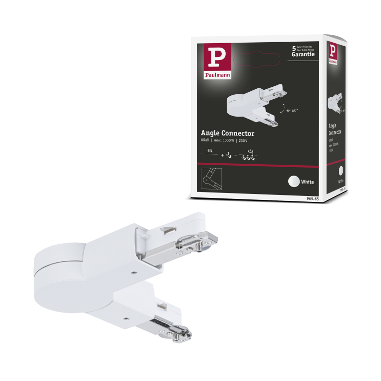 URail Gelenk-Verbinder Reinweiß RAL 9010 für Winkel bis 90°