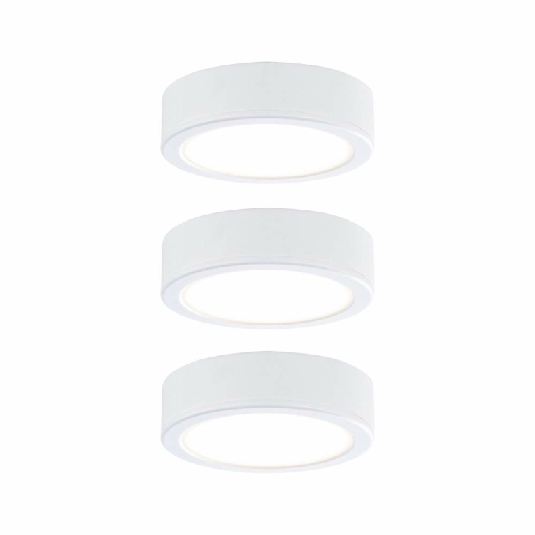 Paulmann Möbel LED Schrankleuchte Pukk Weiß rund Warmweiß 3er-Set inkl. Trafo 230V