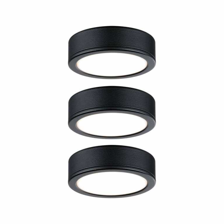 Möbel Aufbauleuchte LED Schwarz 3x3,5W Warmweiß 3er-Set inkl. Trafo